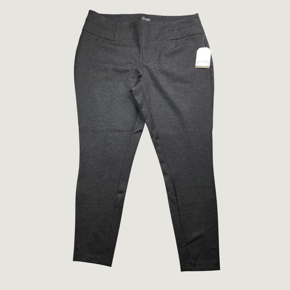 Wonderly Core Flex Stretch Pants Dark Pebble Women's 2X Tapered Pull-On Slim NWT